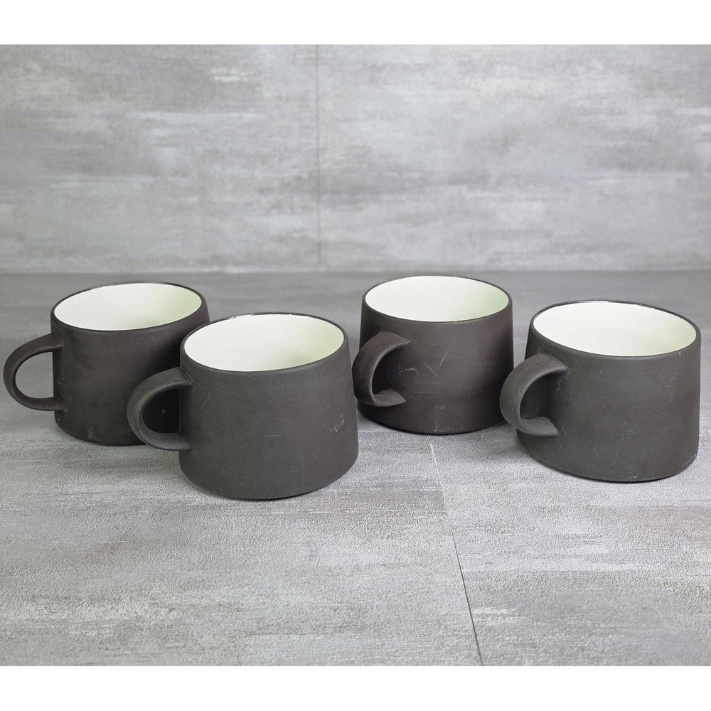 Set 4 MCM DANSK Design Flamestone IHQ Smooth Brown Coffee Cups 2 ³/⁸" Denmark